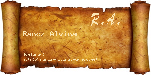 Rancz Alvina névjegykártya